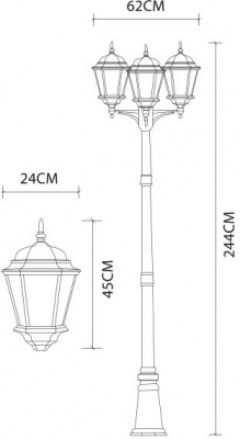 Наземный фонарь Genova A1207PA-3BN