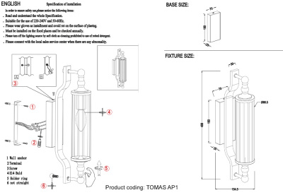 Бра Crystal Lux TOMAS AP1 BRASS
